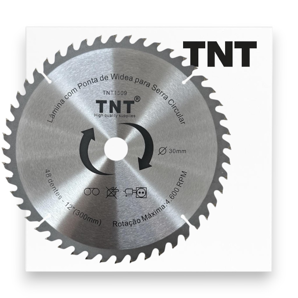Lâmina Serra Circular TNT 12" 300mm x 30mm x 48 Dentes Disco Corte Madeira MDF Profissional