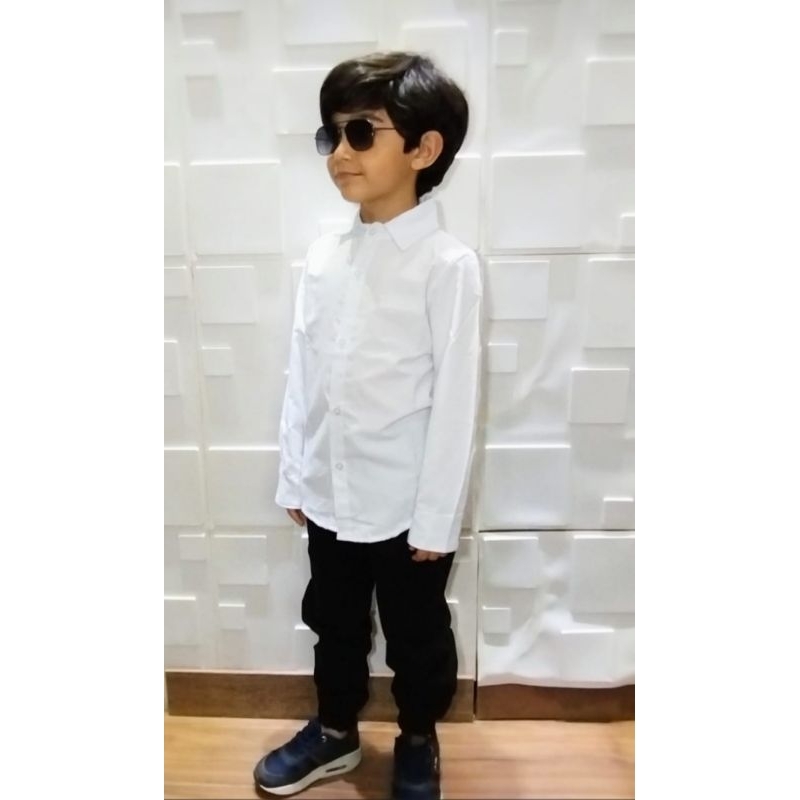 Camisa Social Infantil Juvenil  Manga Longa Branca Batizado Escola Casamento