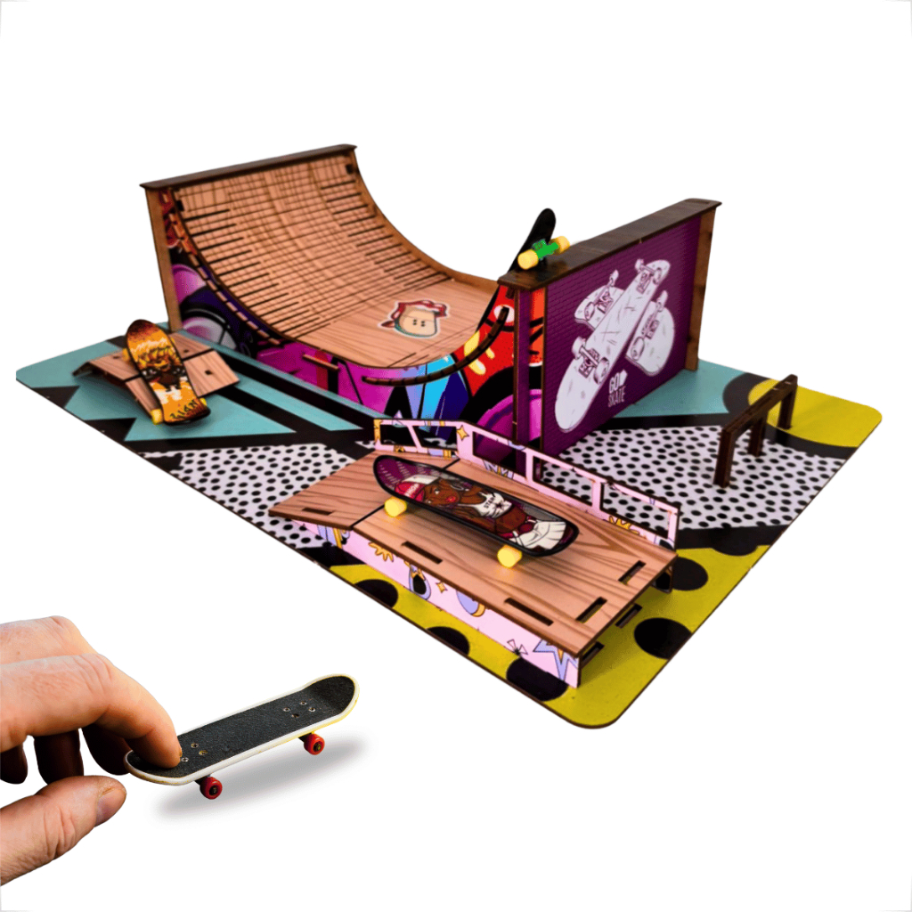 Rampa Skate De Dedo Para Manobras Pista Grafite Em MDF