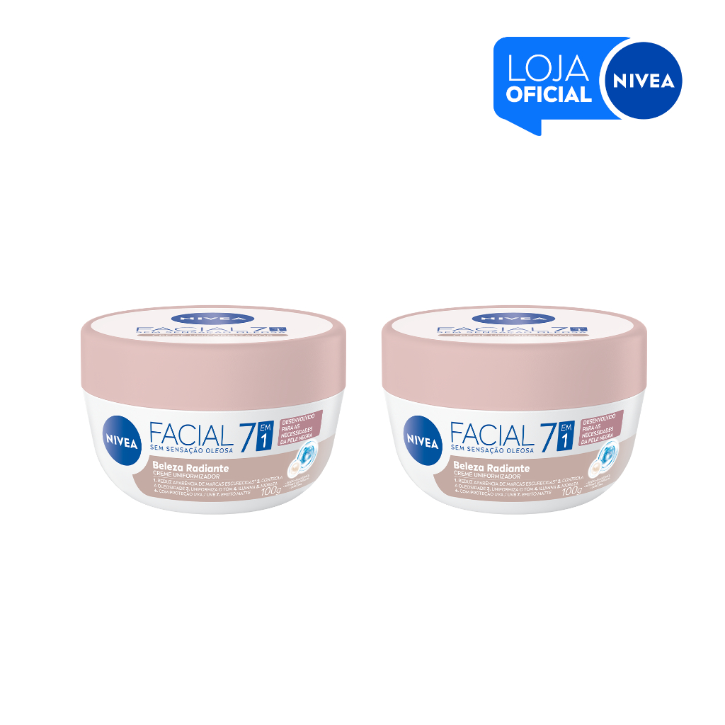 KIT NIVEA Hidratante Facial Beleza Radiante 7 em 1 - 100g - 2 Unidades