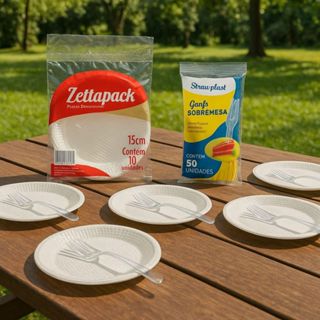 Kit Festa Descartável - Prato 15 cm + Garfo Sobremesa Ideal para Bolo - 100 a 300 un. em Oferta na Shopee