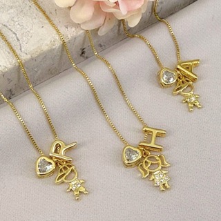 COLAR FEMININO LETRA INICIAL FILHO FILHA MENINO MENINA em Oferta na Shopee