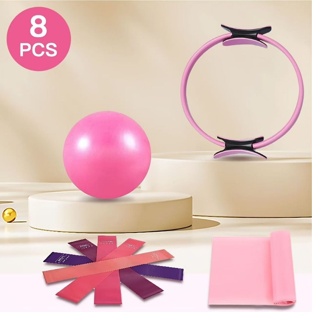 kit para pilates yoga tonificador, faixa elastico 150cm, bola 25cm,kit5 mini band elastico treino.