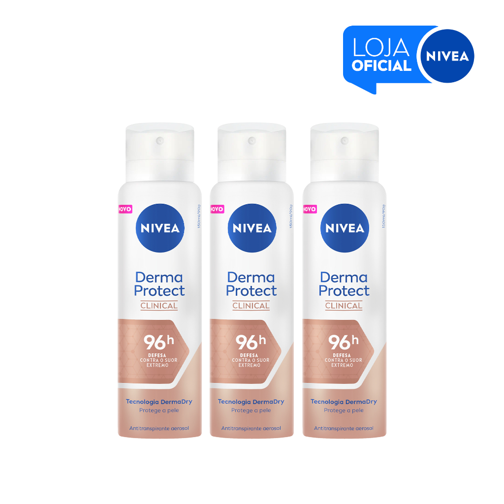 KIT NIVEA DESODORANTE FEMININO DERMA PROTECT 150ML - 3 UNIDADES