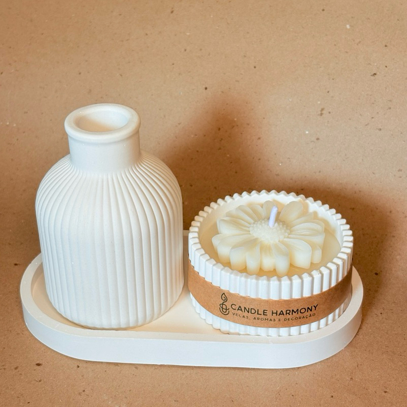 Imagem Vela Aromática Artesanal Margarida - Base em Gesso