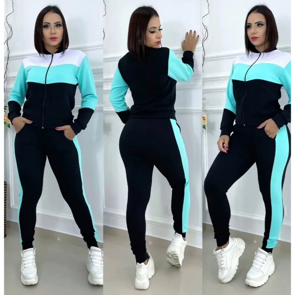 Conjunto Feminino Malha Crepe com Ziper