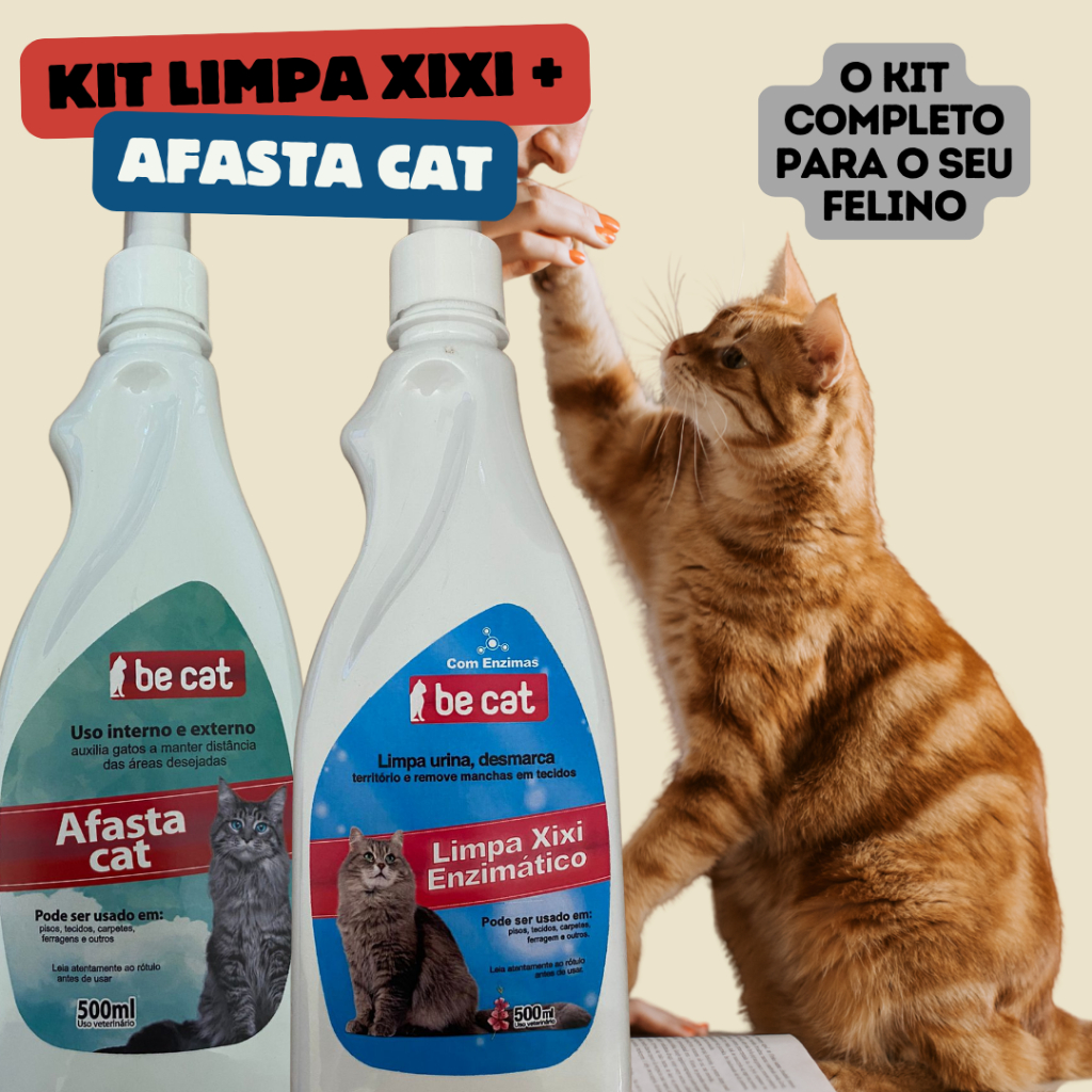 Kit Educador Sanitario para Gatos Xixi Não Pode Afasta Cat+Limpa Xixi Enzimatico Desmarca ...