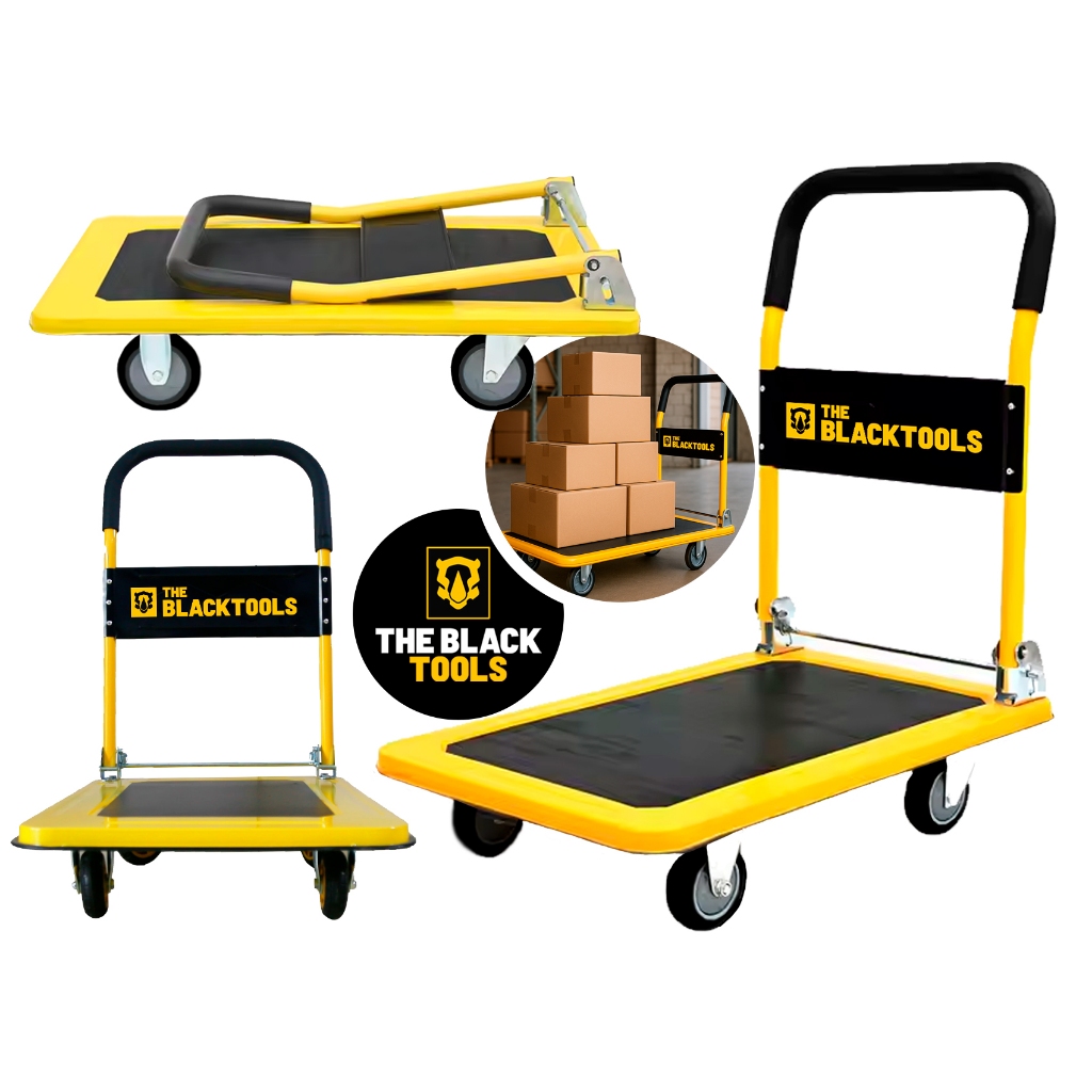 Carrinho De Mão Com Plataforma Dobrável Alta Capacidade The Black Tools em Oferta na Shopee