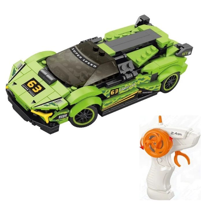 Blocos Carro Montar 297 Peças com Controle Tipo Joystick Infantil Brinquedo Educativo Kit Construção Interati