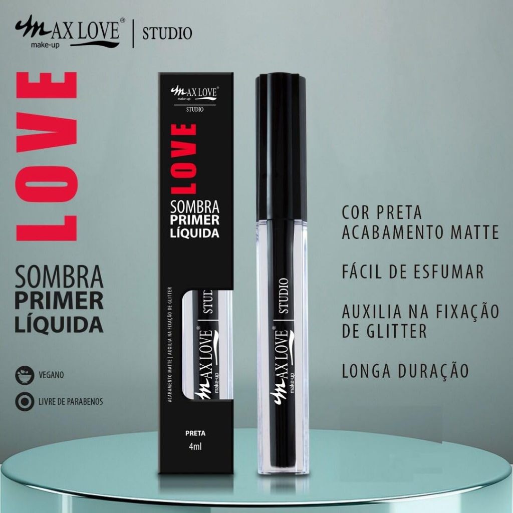Sombra Primer Líquida Cor Preta Max Love - 4ml