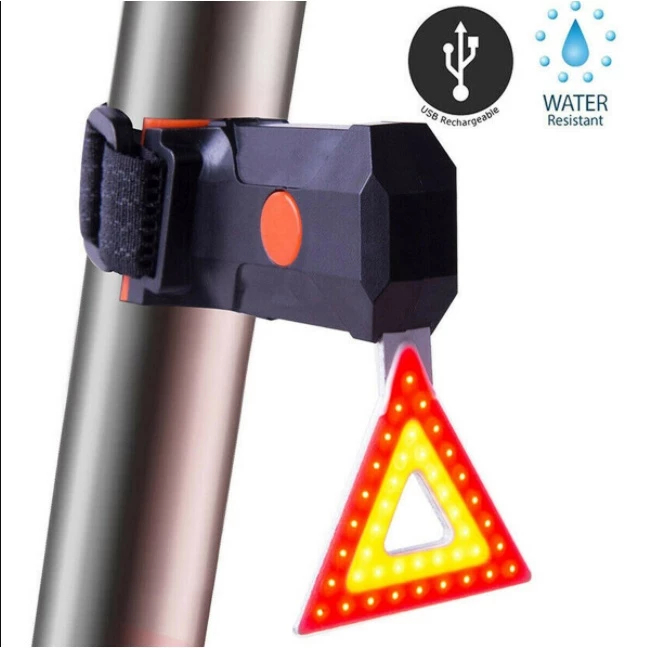 Kit 10 Lanterna Farol Traseiro Triângulo LED Pisca Alerta Bicicleta Bike Recarregável USB