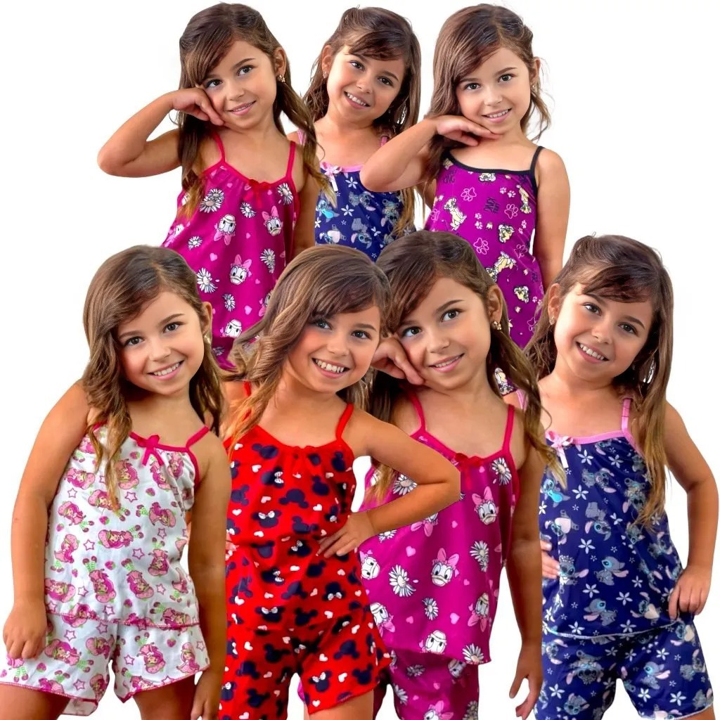 Pijama Infantil Baby Doll Estampado com Short Roupa de Dormir em Oferta na Shopee