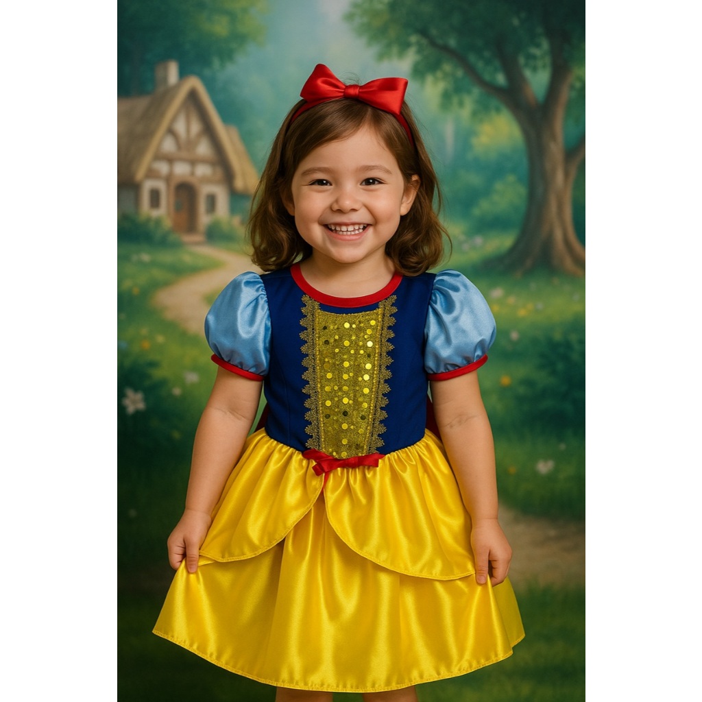 FANTASIA INFANTIL BRANCA DE NEVE MENINAS ANIVERSARIO CARNAVAL em Oferta na Shopee