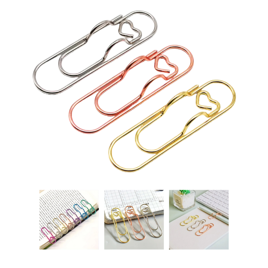 Clip de caneta e papel prendedor marca páginas kit 3un papelaria fofa clips em Oferta na Shopee