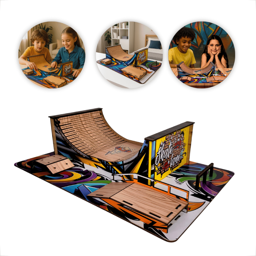 Pista De Skate Em Mdf Adesivado Calorido Grafite Manobras Skate De Dedo