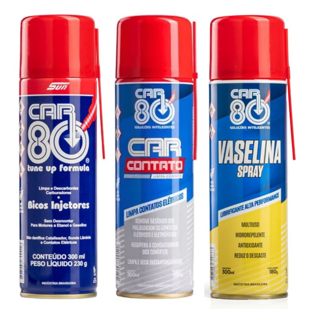 Kit Descarbonizante Limpa Contato E Vaselina Spray Car80