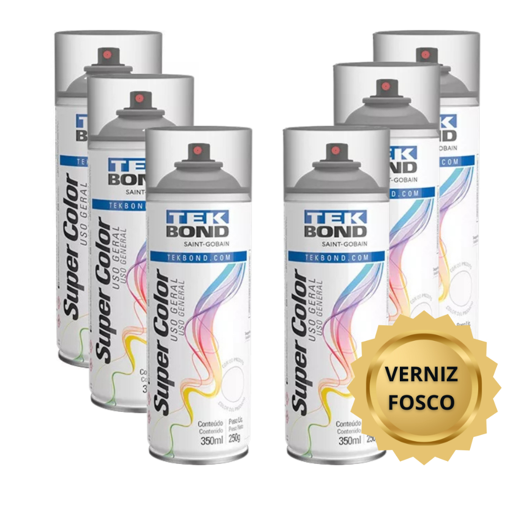 OFERTA - Verniz Spray Incolor Fosco de Uso Geral 350ml Tekbond KIT COM 6
