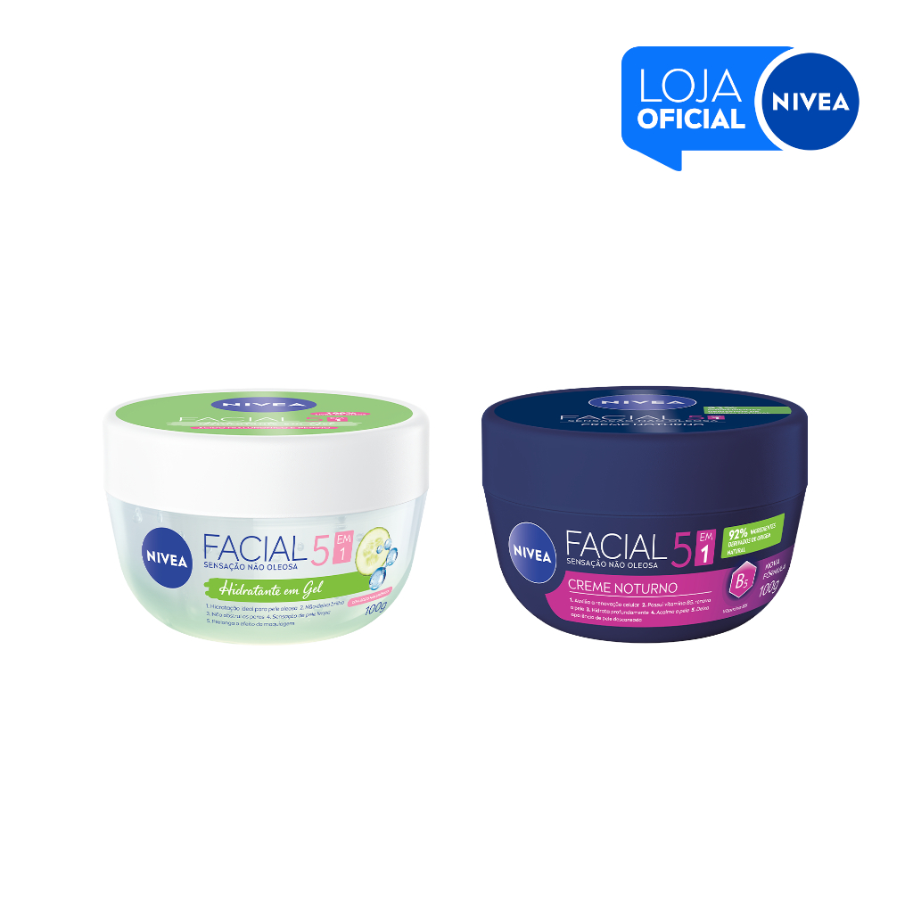 KIT NIVEA Gel Hidratante Facial 100g + Creme Facial Noturno 100g