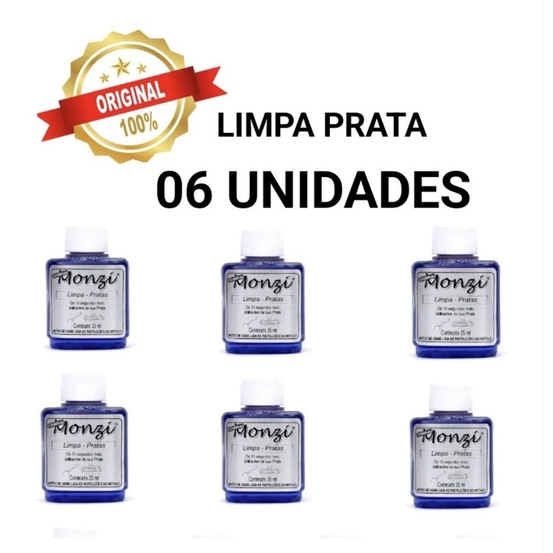 Limpa Prata Monzi original kit com 06,08,10 frascos em Oferta na Shopee