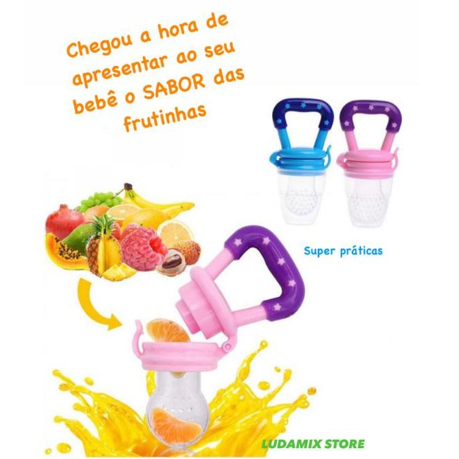 Chupeta alimentadora/ajuda o bebe na sua introdução alimentar/chupeta com furinhos no bico/bico de silicone/frutas