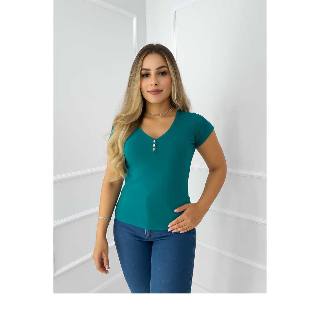 KIT 2: Blusa Feminina - Blusa  Manga Curta em Oferta na Shopee