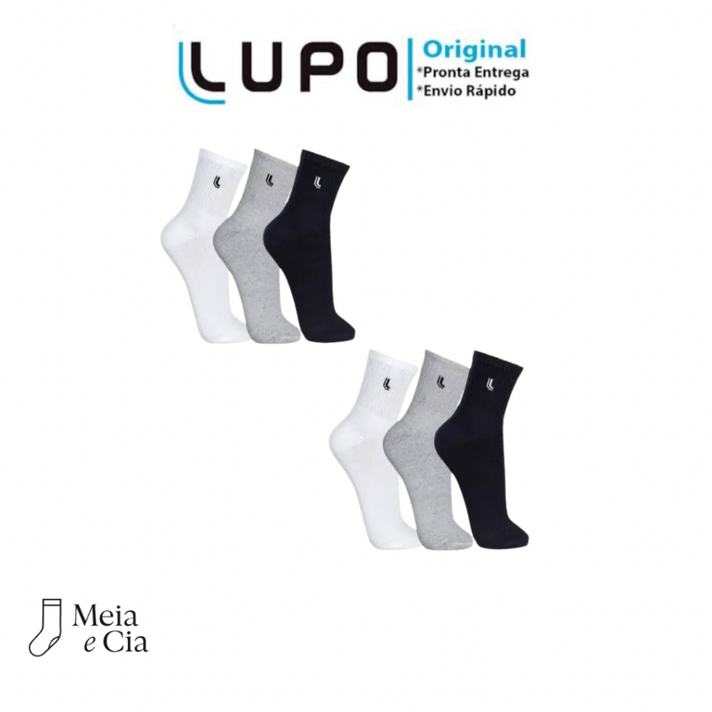 Kit 6 Pares Meias Lupo Cano Médio Algodão Original Esportiva em Oferta na Shopee