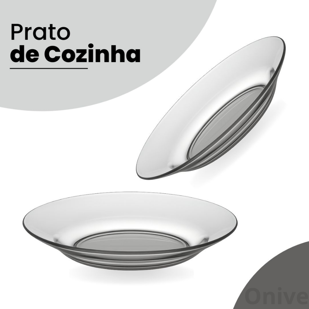 Kit De 4 a 12 Pratos De Vidro Fundo Transparente Resistente 22cm