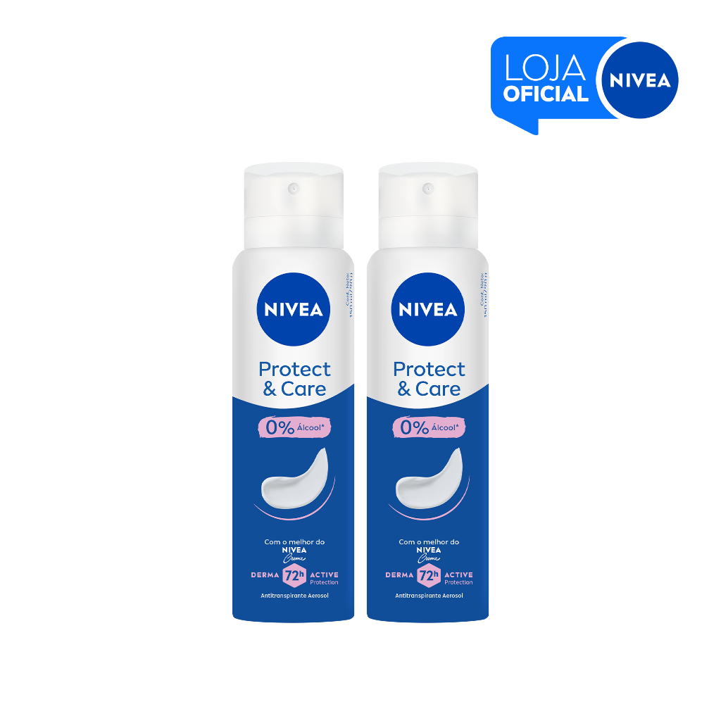 KIT NIVEA Desodorante Aerosol Protect & Care Feminino 150ml - 2 Unidades - Beauty