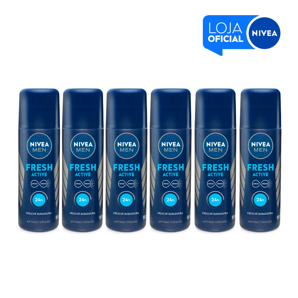 KIT NIVEA MEN Desodorante Spray Fresh Active 90ml - 6 Unidades