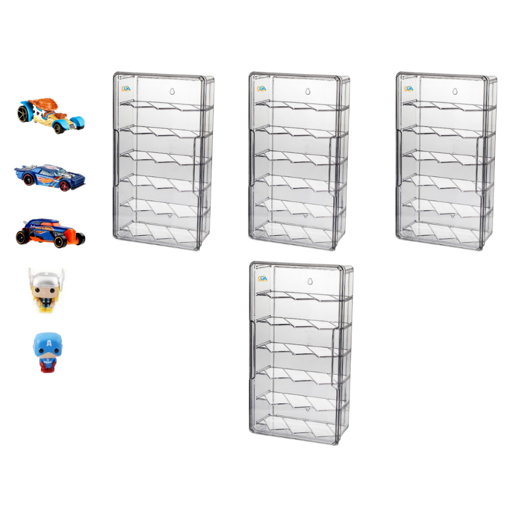 Seu Carrinho no Destaque Kit com 4 Displays em Acrílico 1:64 para Até 18 Miniaturas