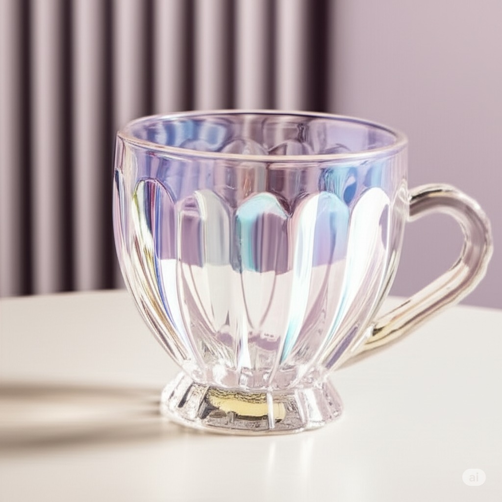 Xícaras Chá Café 200ml Itália Rainbow Jogo 6 Peças Canecas Cristal Luxuoso