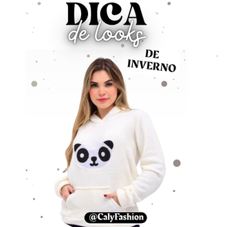 BLUSA DE FRIO FEMENINO COM ESTAMPA PANDA E COM CAPUZ CANGURU — imagem 2 de 2
