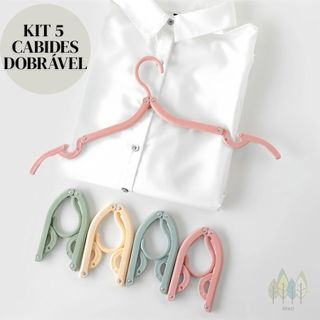 Kit 5 Cabides Dobrável Para Viagem Retrátil Portátil Hotel Conveniente