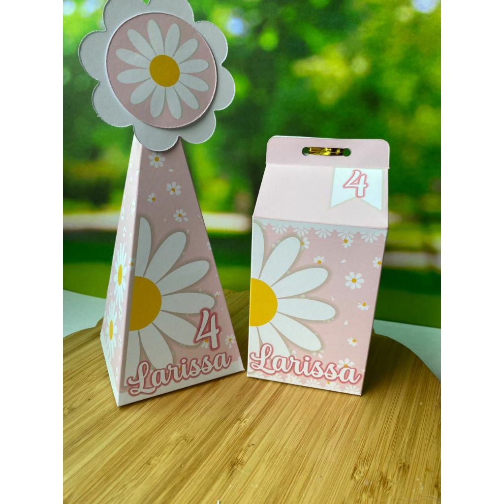 Kit Personalizados - Tema Margarida Rosa - Caixinhas para festa