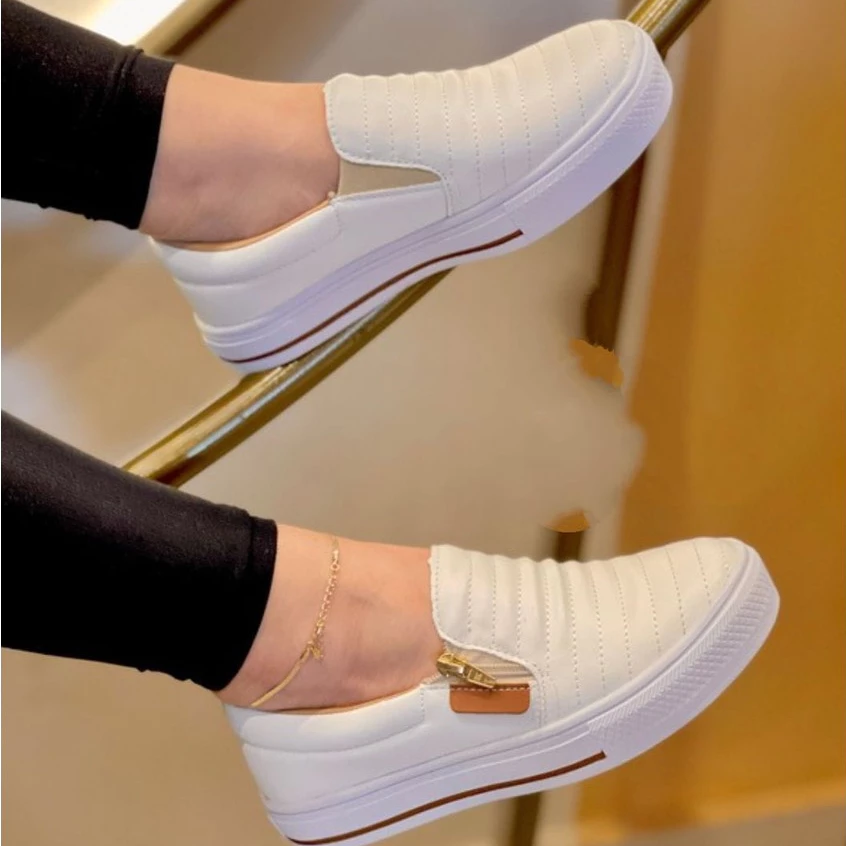 Tênis SLIP ON Sapatilha Feminino Ziper Confortável Macia Envio Em 24 Horas