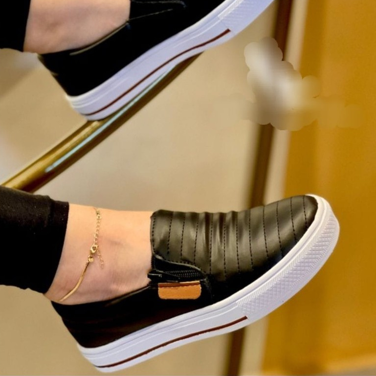 Tênis Sapatilha Feminino Slip On Ziper  Confortável Macia Envio Em 24 Horas