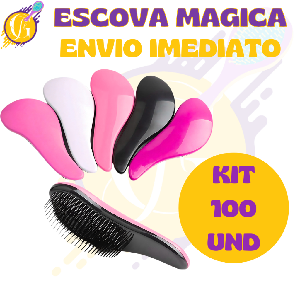 Kit 100 Escovas Mágicas premium pra cabelo  Anti Frizz - De Desembaraçar Cabelo - Glamour Feminino