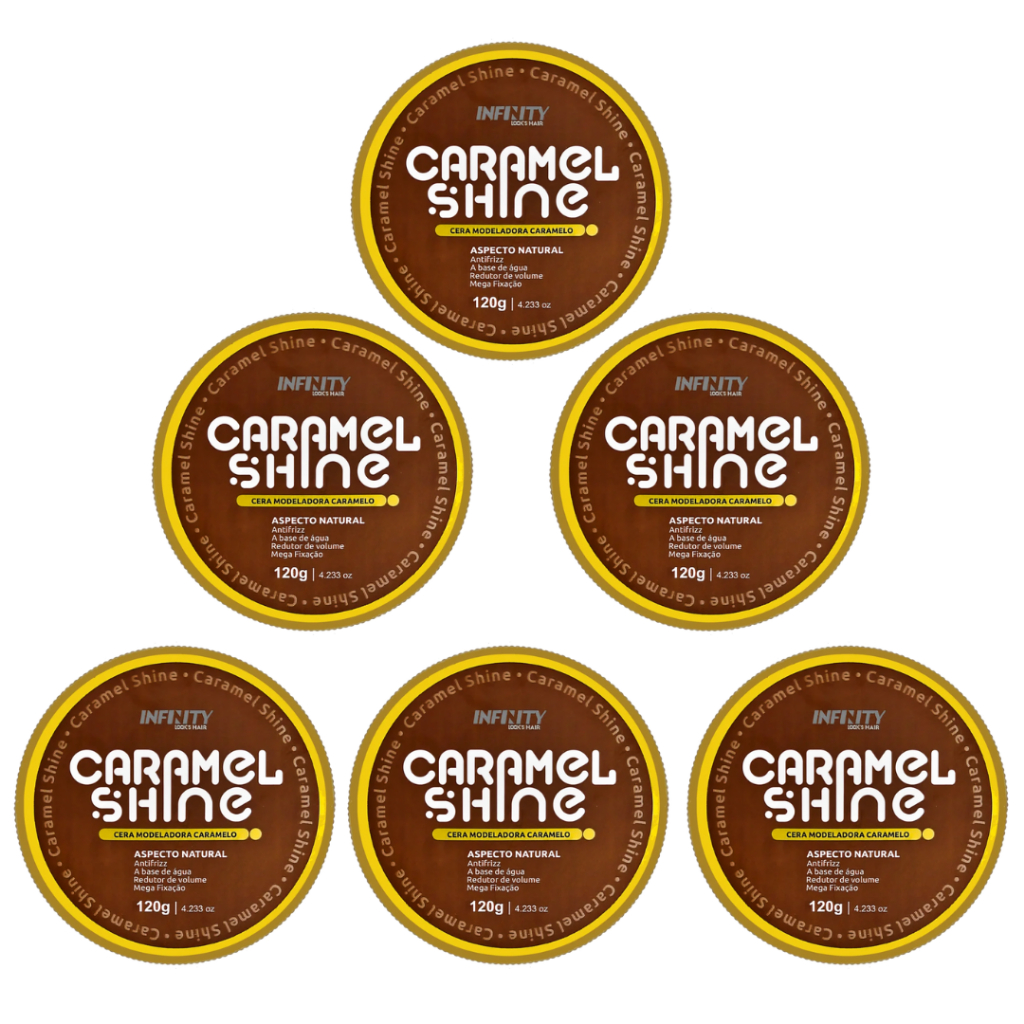 kit 6x Cera modeladora Caramel Shine120g Infinity Alta Fixação Anti Frizz  Para Cabelo  Envio Imediato em Oferta na Shopee