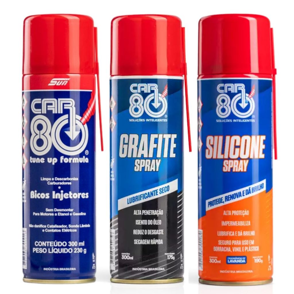 Kit Spray Descarbonizante Silicone E Grafite Car80
