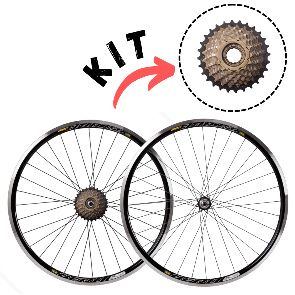Kit Par De Rodas Montada Aro 26 Escape Vzan 36f Cubo Ferro + Catraca Roda Livre 7v 14/28 Indexada em Oferta na Shopee