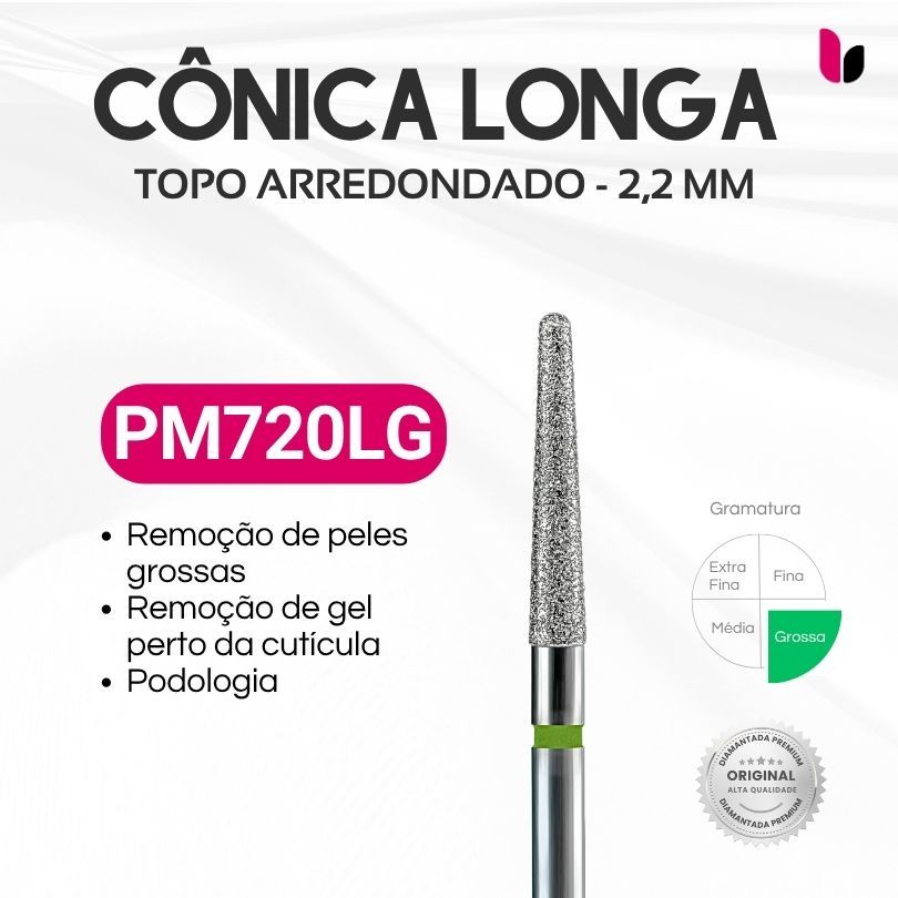 720LG - Broca Diamantada - Cônica Longa Topo Arredondado - 2,2mm em Oferta na Shopee