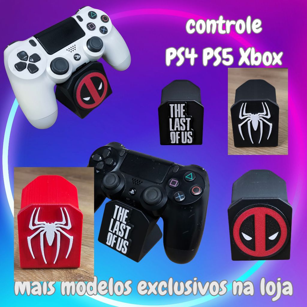 suporte controle ps4 ps5 xbox pc the last of us, spider, pool entre outros, exposição, colecionavel