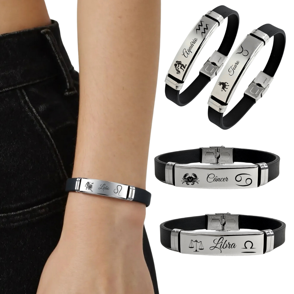 Pulseira Signo Constelação Em Aço Inox Feminina Masculina Regulável