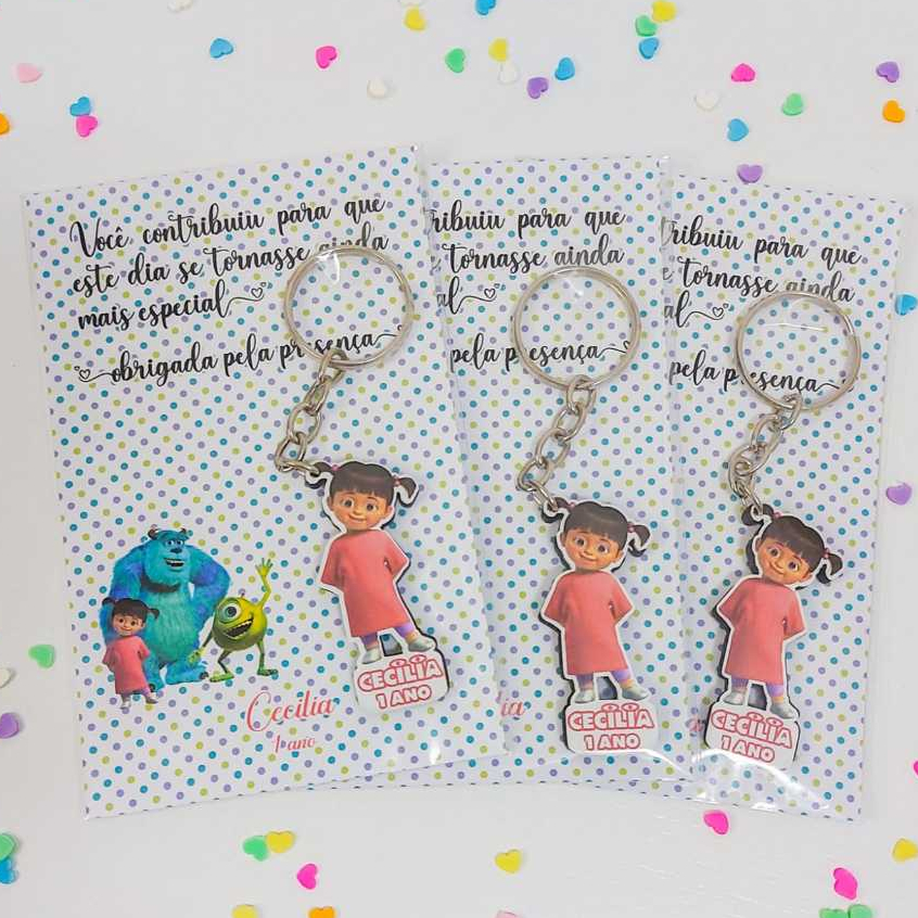 Chaveiros personalizados Monstros S.A. - Boo - Lembrancinha de festa Aniversário Infantil