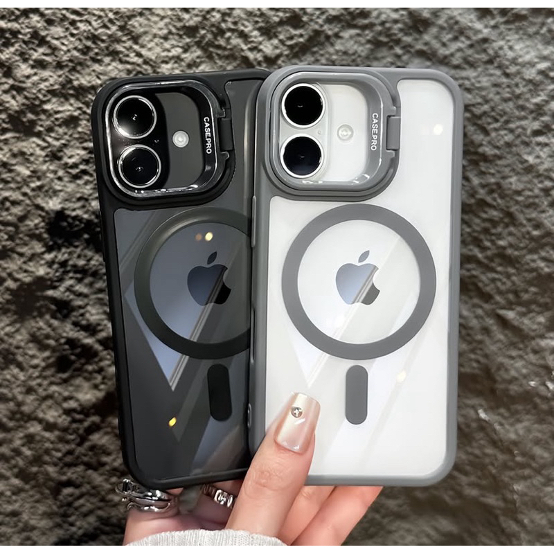 Capinha case magsafe + película proteção lente câmera para iphone 11 12 13 14 15 16 pro plus promax em Oferta na Shopee