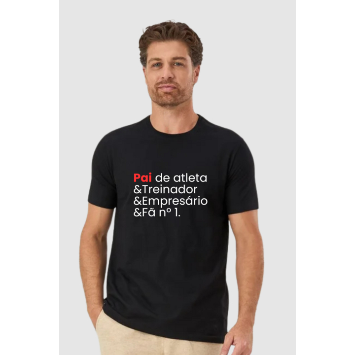 Camiseta Pai de Atleta camisa manga curta estampada filho (a) atleta futebol, volei,corrida,esporte, tecido 100% algodao