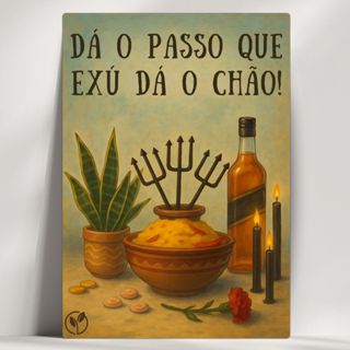 Quadro Decorativo Orixá - Dá o passo que Exu dá o chão! - Exú, Umbanda, Candomblé com mensagens! em Oferta na Shopee