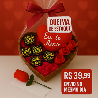 Cesta de Chocolate Presente Namorados Bombons, Ursinho ou Coração Pelúcia Rosa Cartinha QUEIMA DE ESTOQUE R$39,99 em Oferta na Shopee