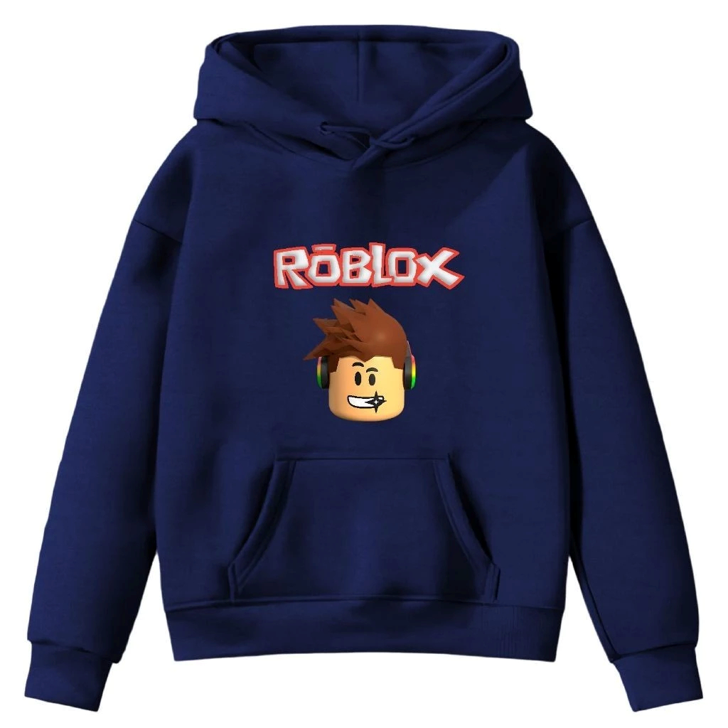 Moletom infantil Jogo Rob-Lox AD Battle Royale Game Personagens bolso canguru menino e menina