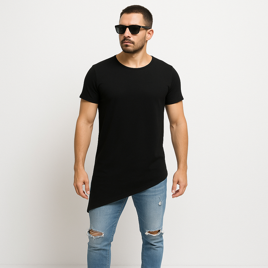 Camisa Longline Bico Lateral Mutante Fitness Camiseta Oversized Masculina